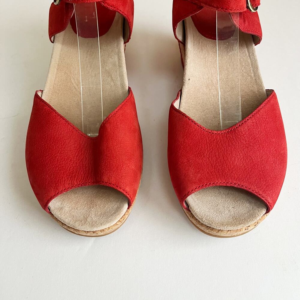 DANSKO Charlotte Wedge Sandals Red Suede EU 40 - Picture 5 of 6